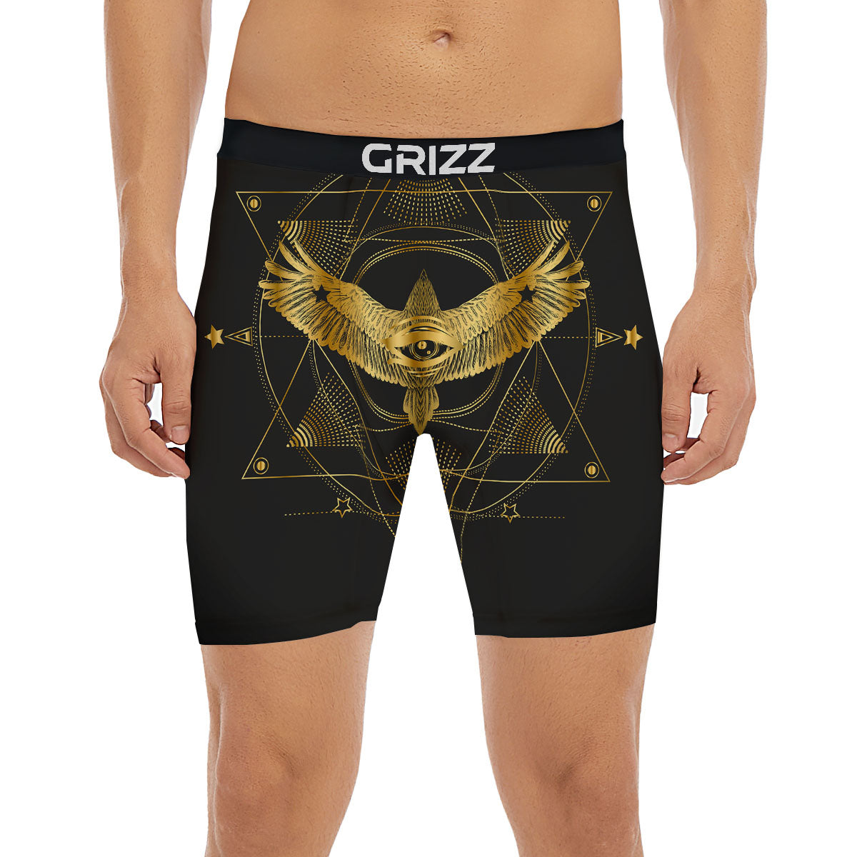 Bird Spiritual Golden Print Boxer Briefs-grizzshop
