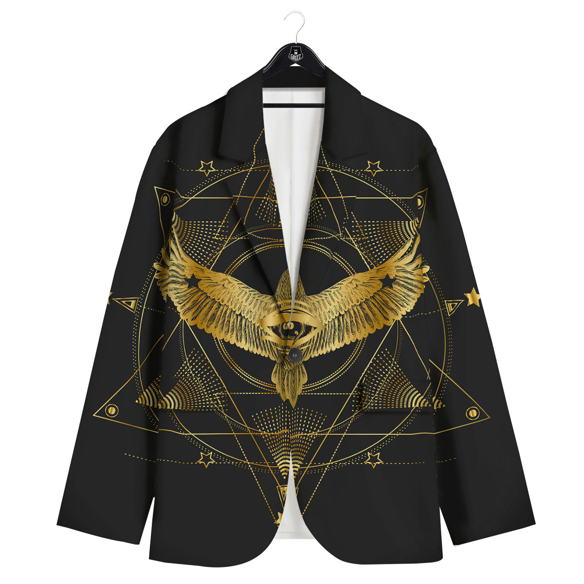 Bird Spiritual Golden Print Men's Sport Coat-grizzshop