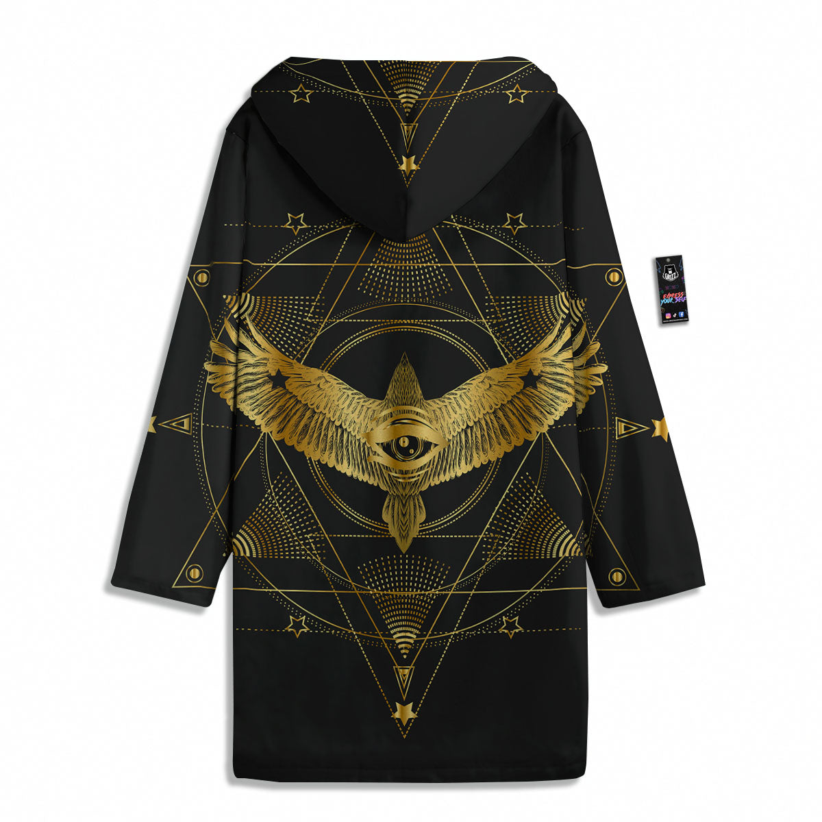 Bird Spiritual Golden Print Men's Windbreaker Jacket-grizzshop