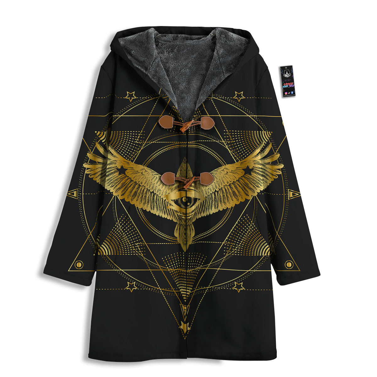Bird Spiritual Golden Print Men's Windbreaker Jacket-grizzshop