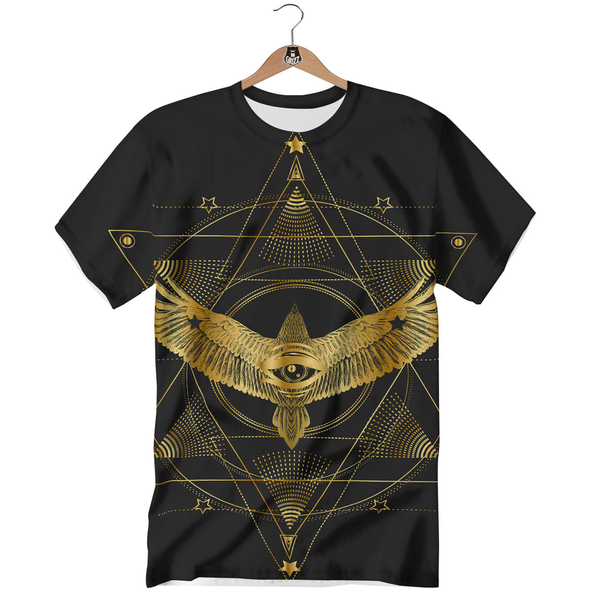 Bird Spiritual Golden Print T-Shirt-grizzshop