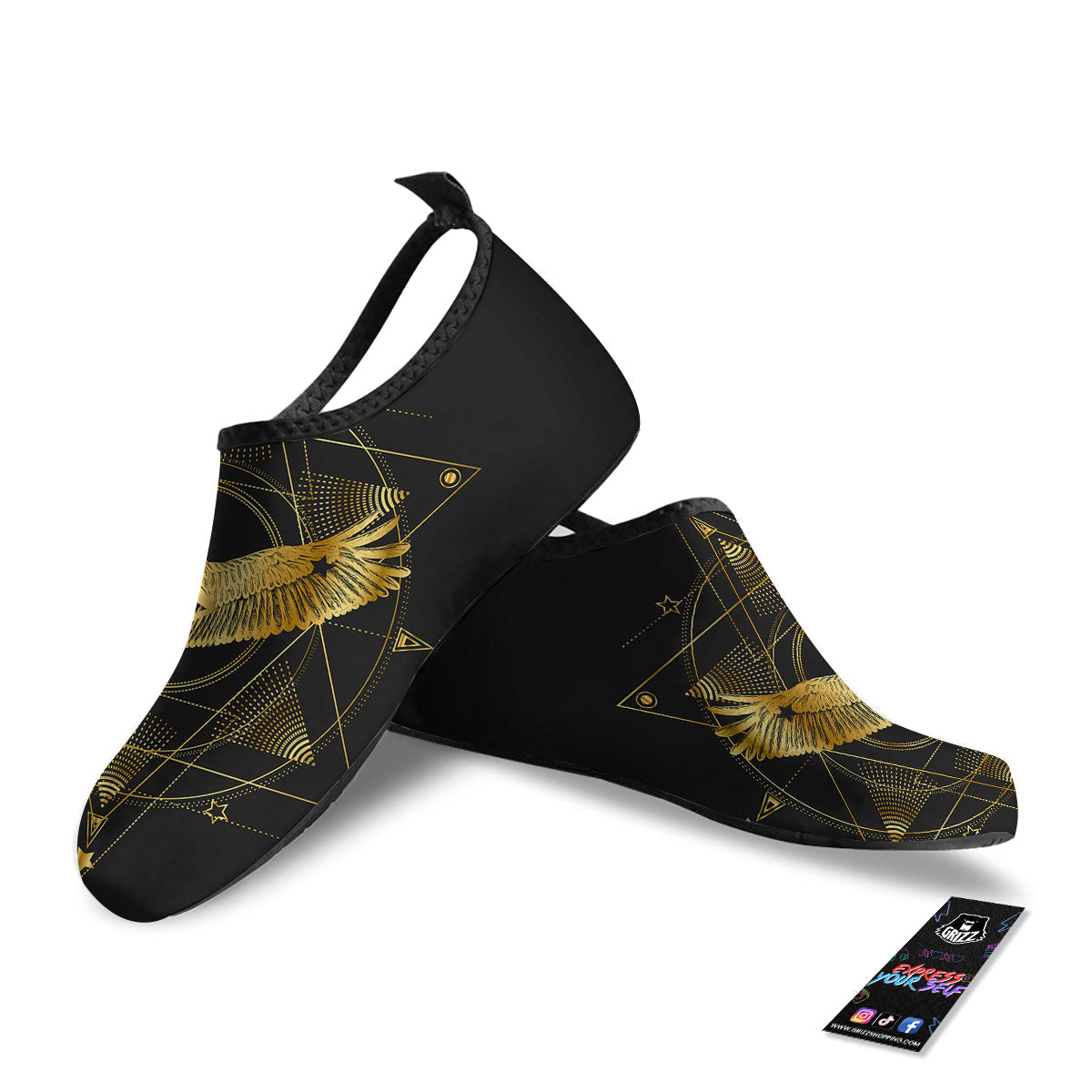 Bird Spiritual Golden Print Water Shoes-grizzshop