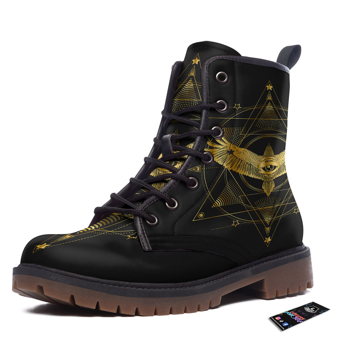 Bird Spiritual Golden Print Work Boots-grizzshop