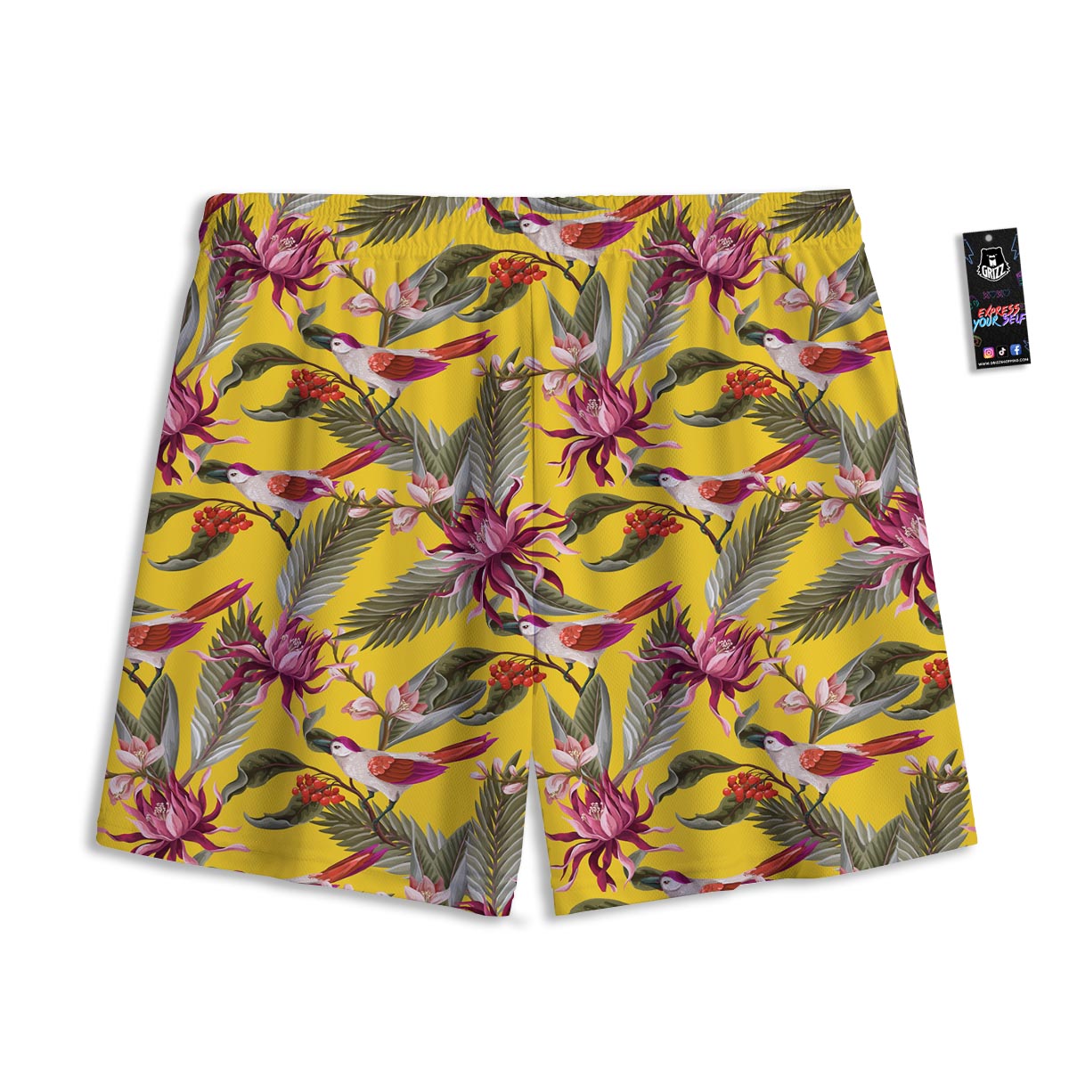 Bird Tropical Of Paradise Print Pattern Mesh Shorts-grizzshop