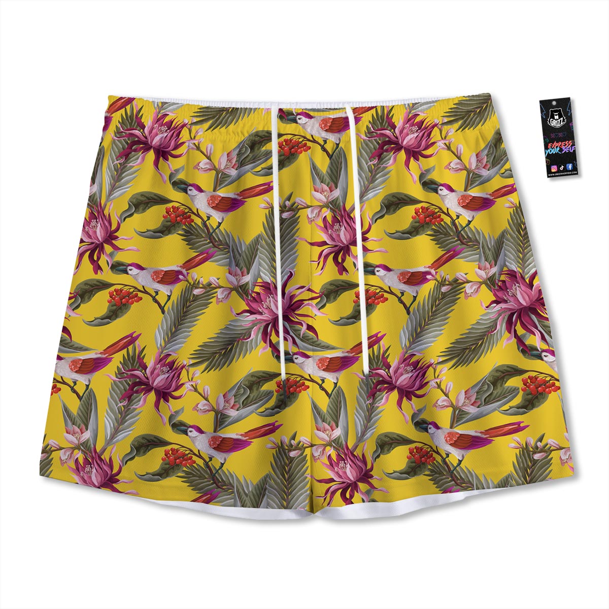 Bird Tropical Of Paradise Print Pattern Mesh Shorts-grizzshop