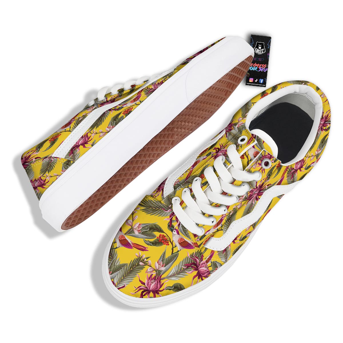 Bird Tropical Of Paradise Print Pattern Skate Shoes-grizzshop