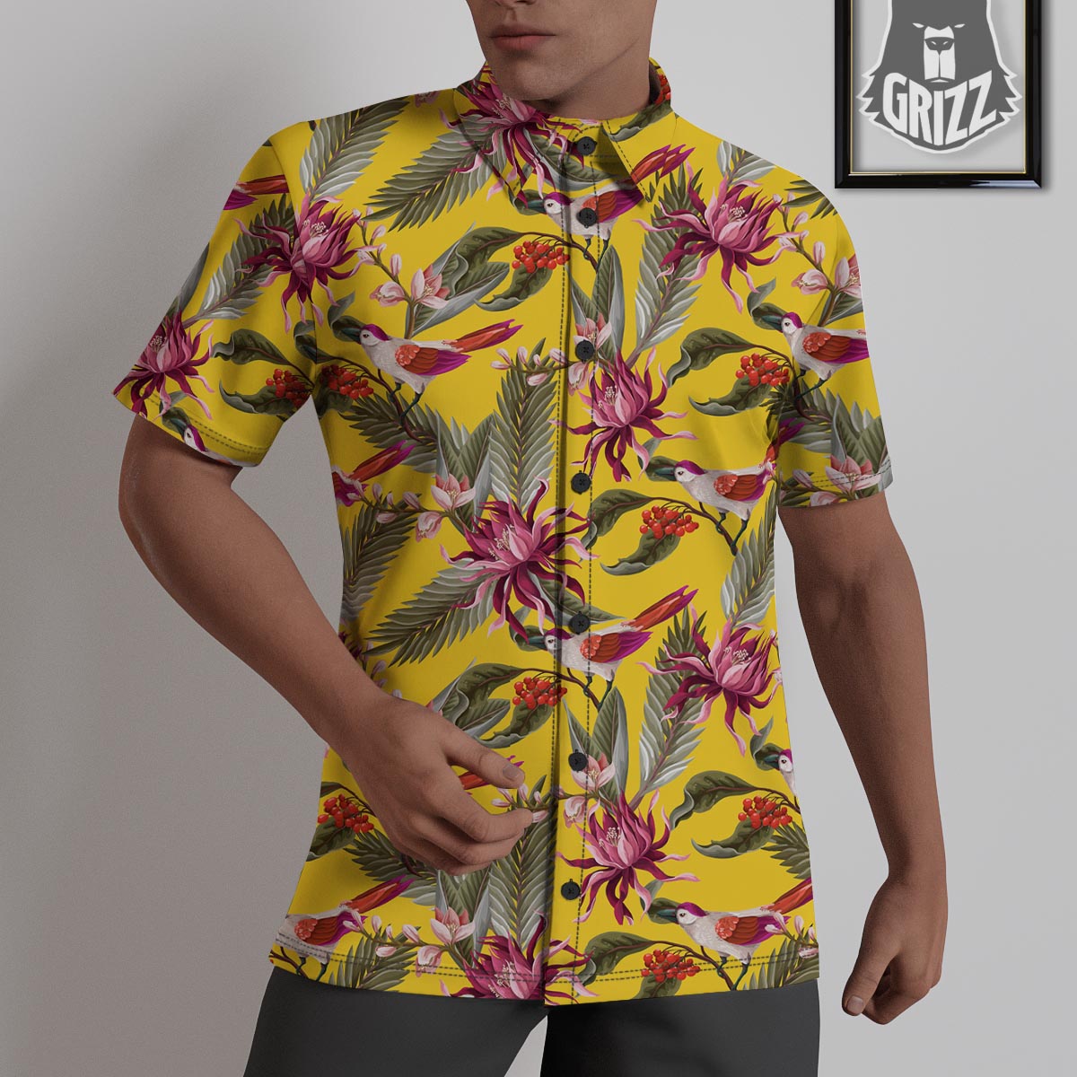 Bird Tropical Of Paradise Print Pattern Untucked Shirts-grizzshop
