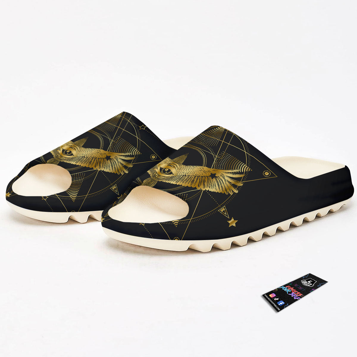Bird Spiritual Golden Print Sandals-grizzshop