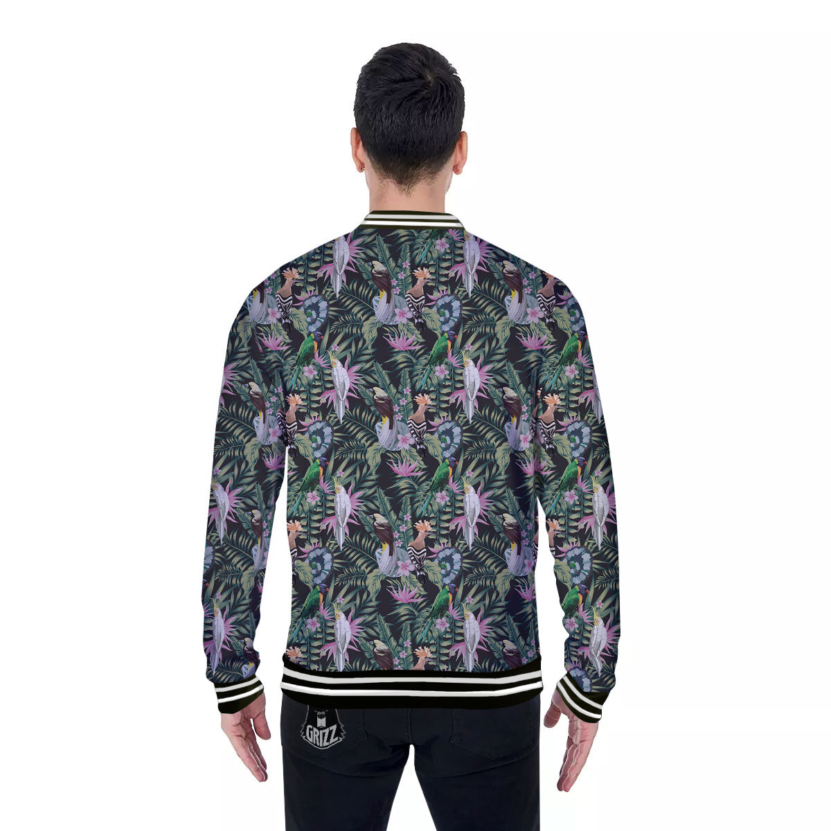 Birds Hawaiian Tropical Print Pattern Baseball Jacket-grizzshop