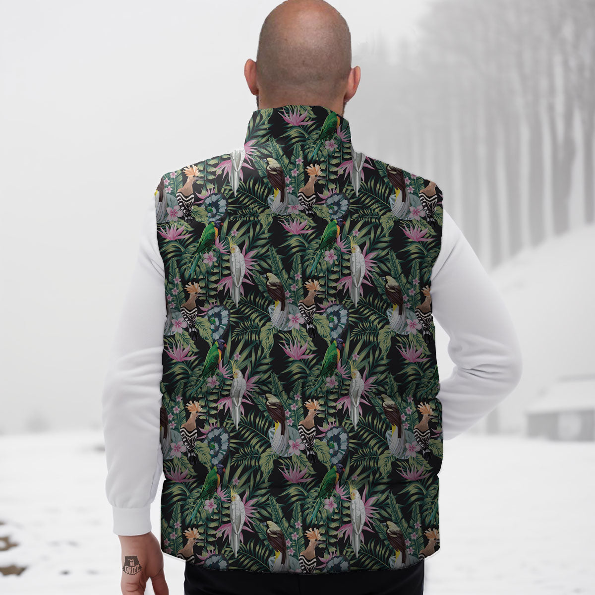 Birds Hawaiian Tropical Print Pattern Down Vest-grizzshop
