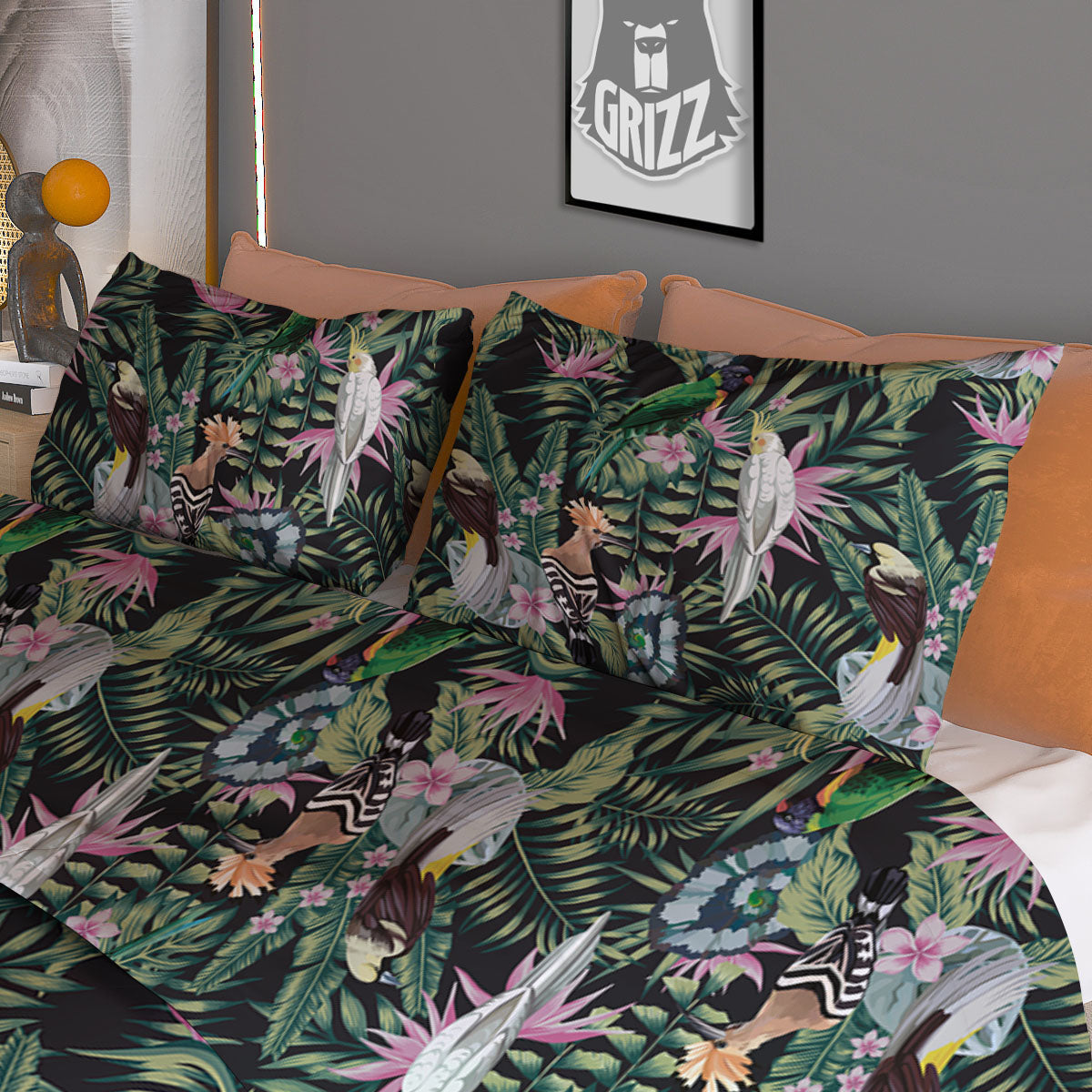 Birds Hawaiian Tropical Print Pattern Duvet Cover Bedding Set