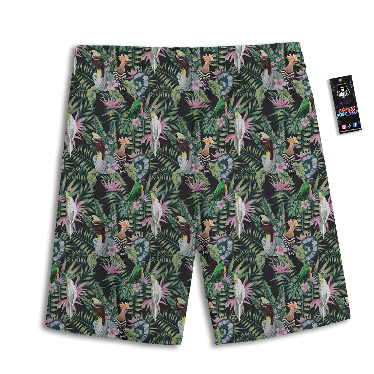 Birds Hawaiian Tropical Print Pattern Men's Athletic Shorts
