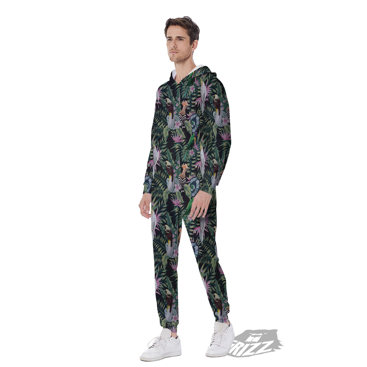 Birds Hawaiian Tropical Print Pattern Men's Jumpsuit-grizzshop