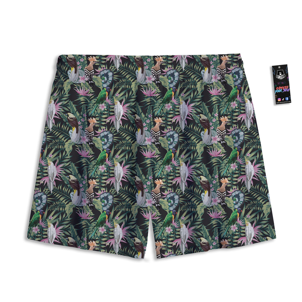 Birds Hawaiian Tropical Print Pattern Mesh Shorts