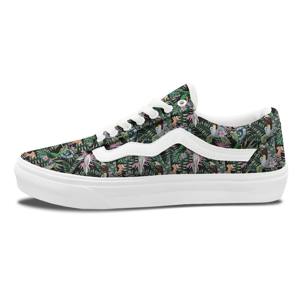 Birds Hawaiian Tropical Print Pattern Skate Shoes-grizzshop