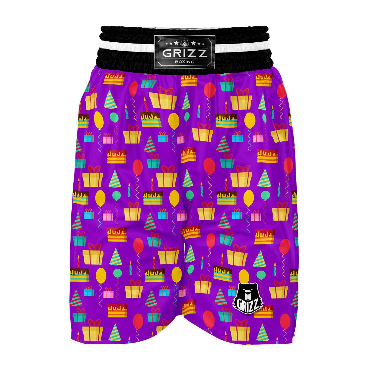 Birthday Pattern Print Boxing Shorts-grizzshop