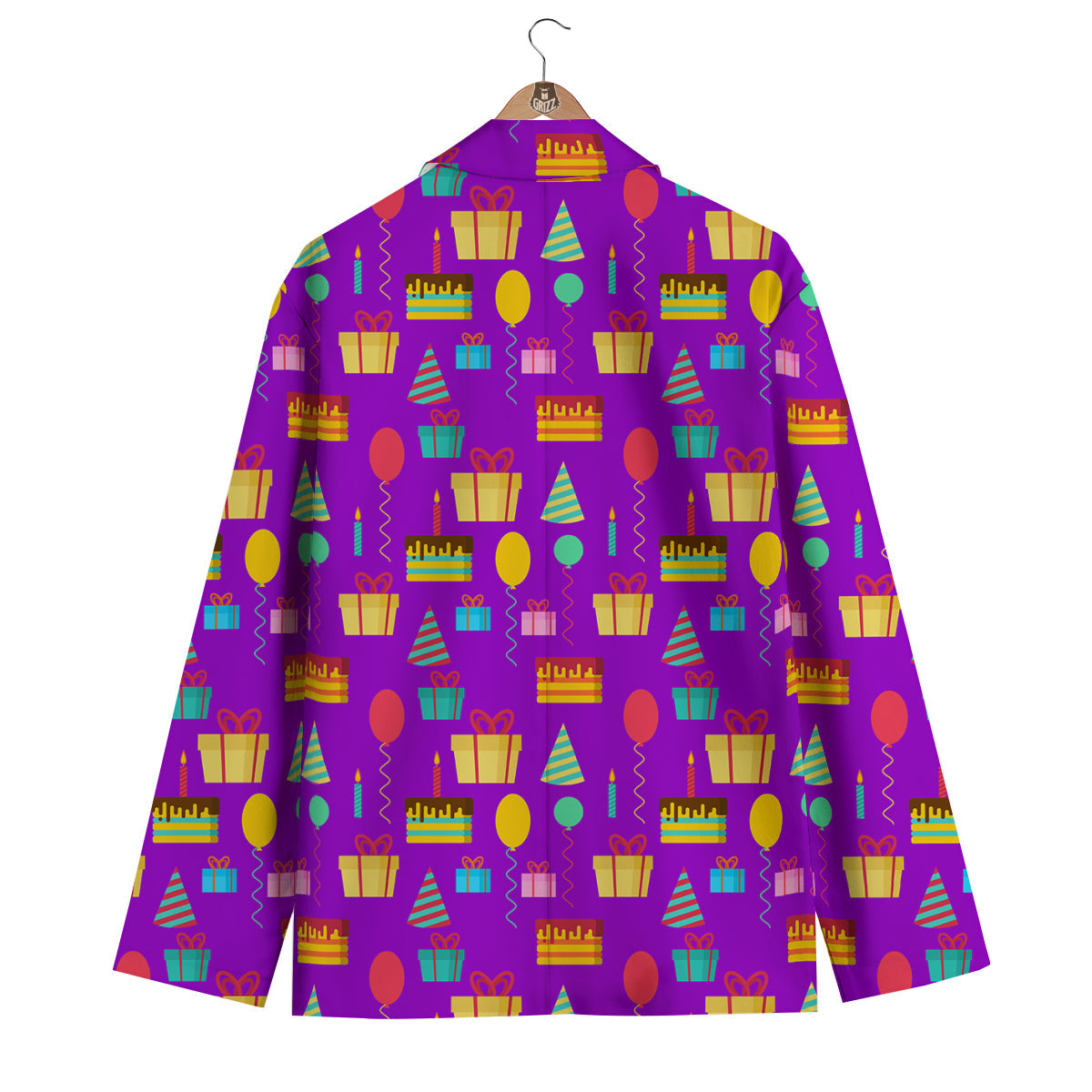 Birthday Pattern Print Men's Blazer-grizzshop