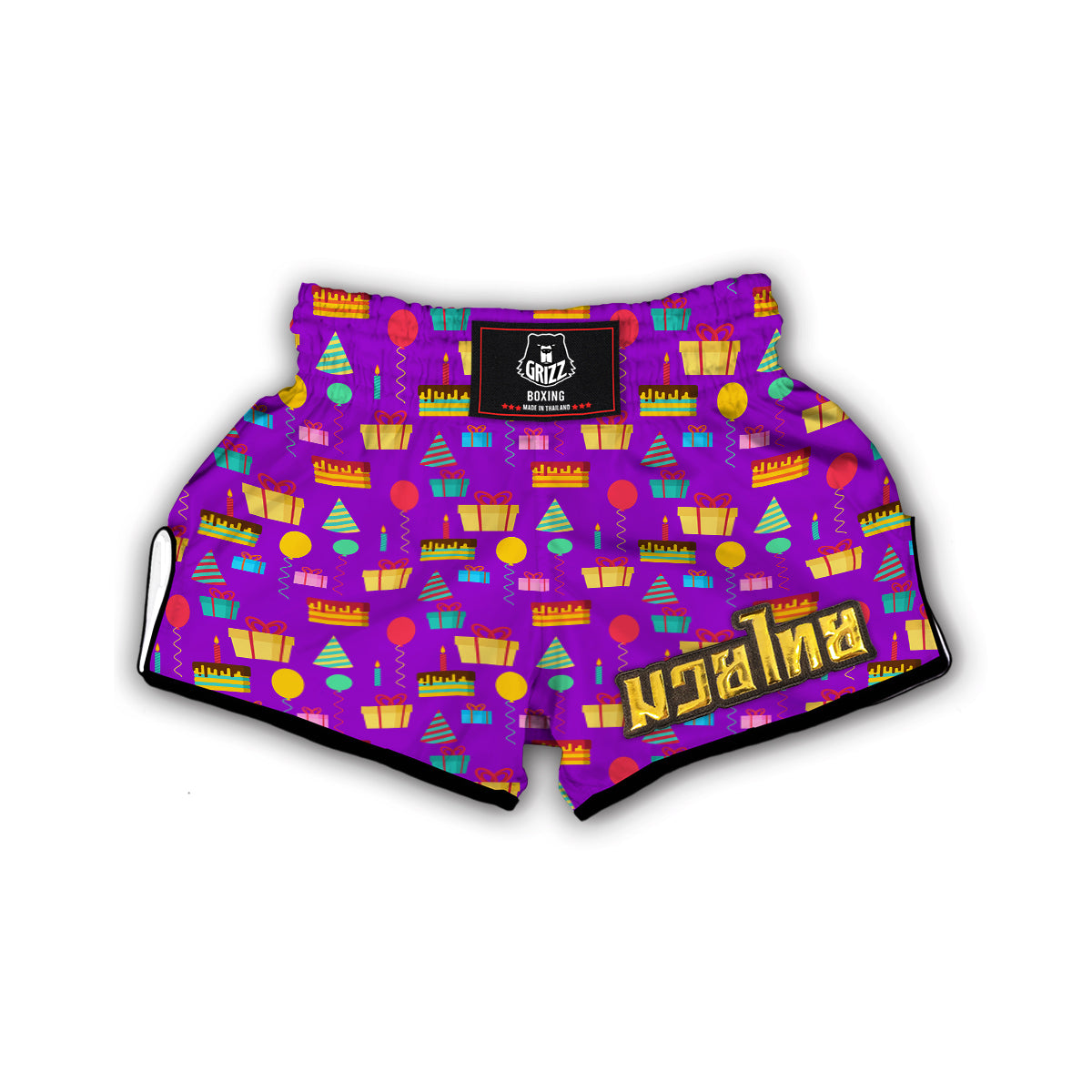 Birthday Pattern Print Muay Thai Boxing Shorts-grizzshop