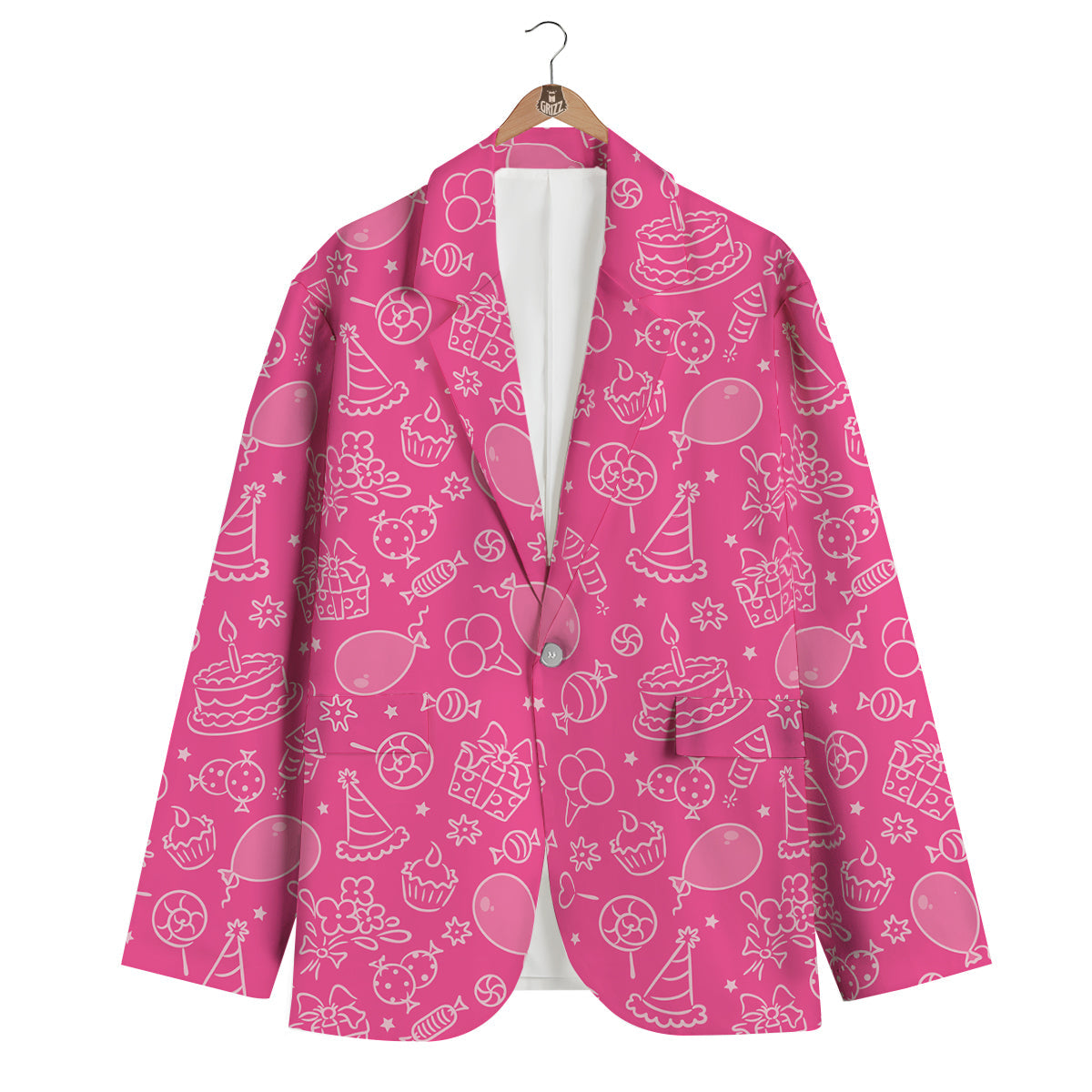 Birthday Print Pattern Men's Blazer-grizzshop