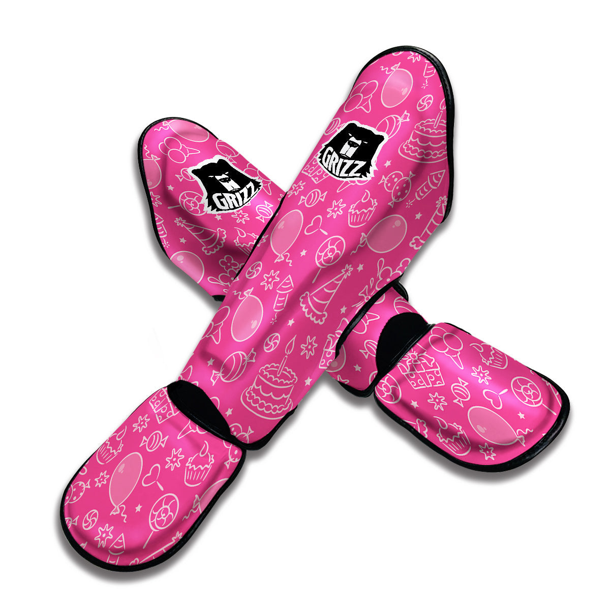 Birthday Print Pattern Muay Thai Shin Guards-grizzshop