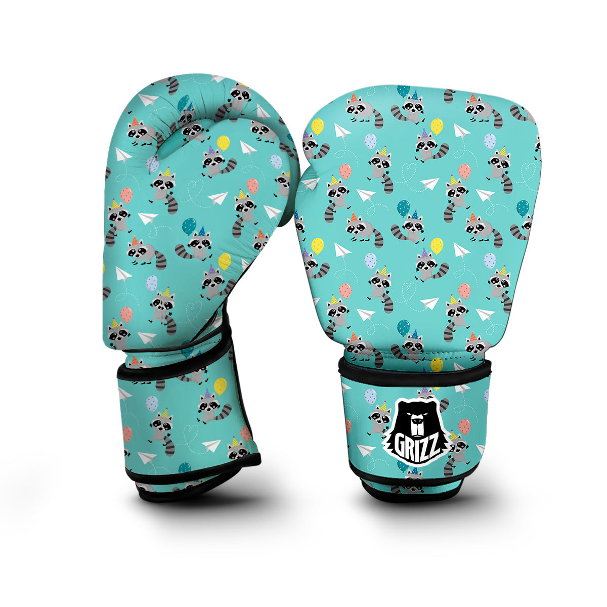 Birthday Raccoon Pattern Print Boxing Gloves-grizzshop
