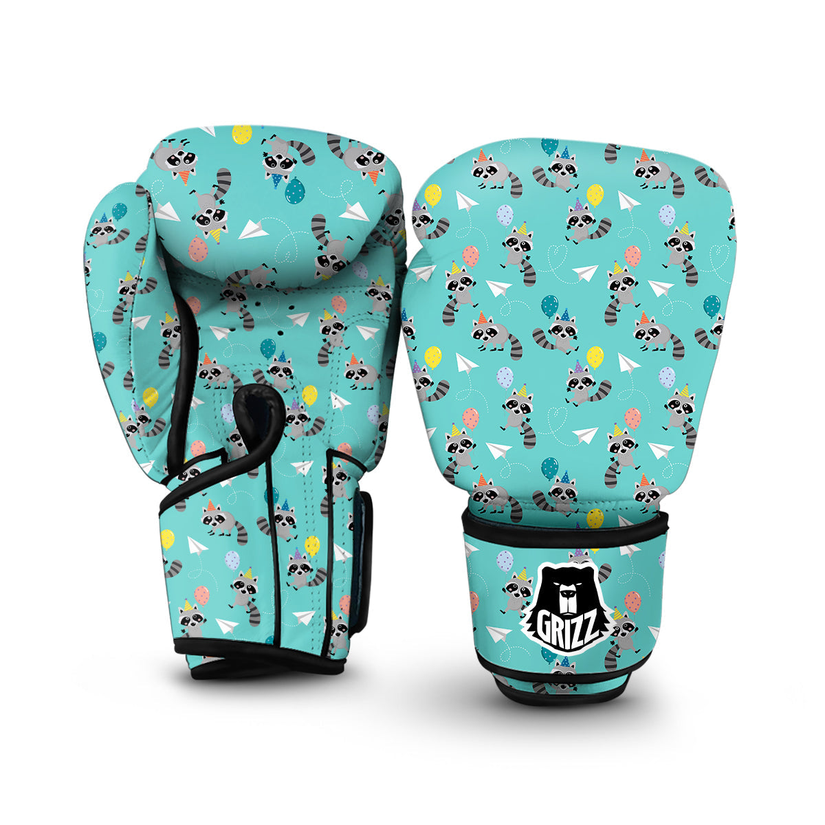 Birthday Raccoon Pattern Print Boxing Gloves-grizzshop