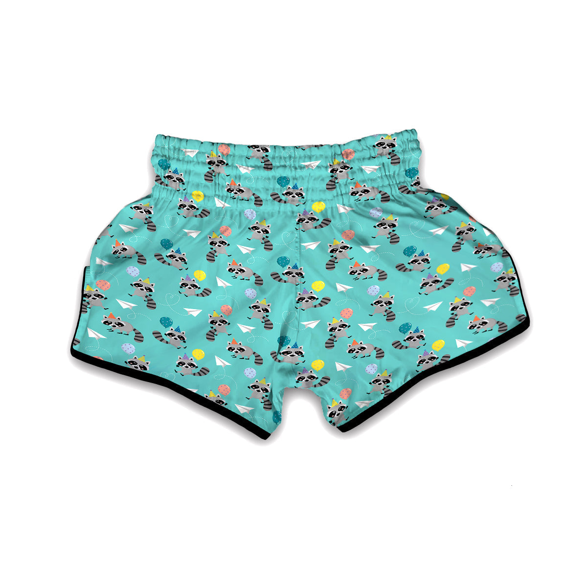 Birthday Raccoon Pattern Print Muay Thai Boxing Shorts-grizzshop