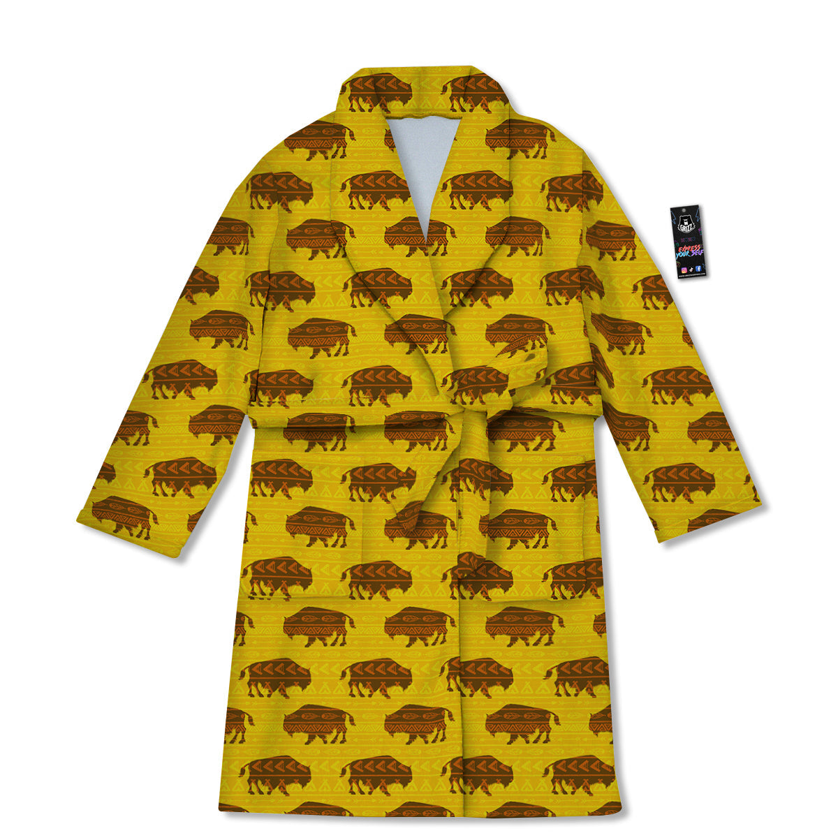 Bison Aztec Print Pattern Bathrobe-grizzshop