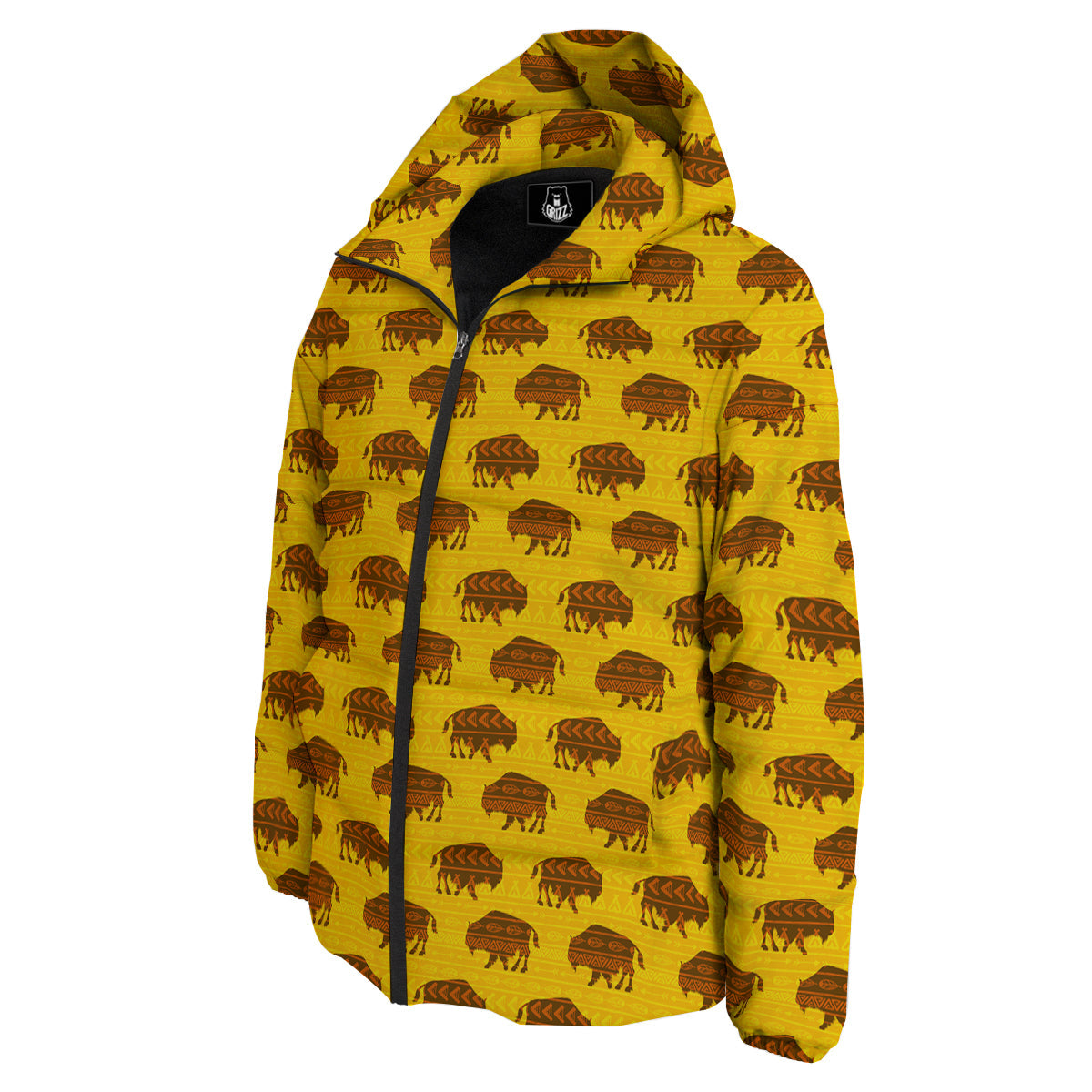 Bison Aztec Print Pattern Down Jacket-grizzshop