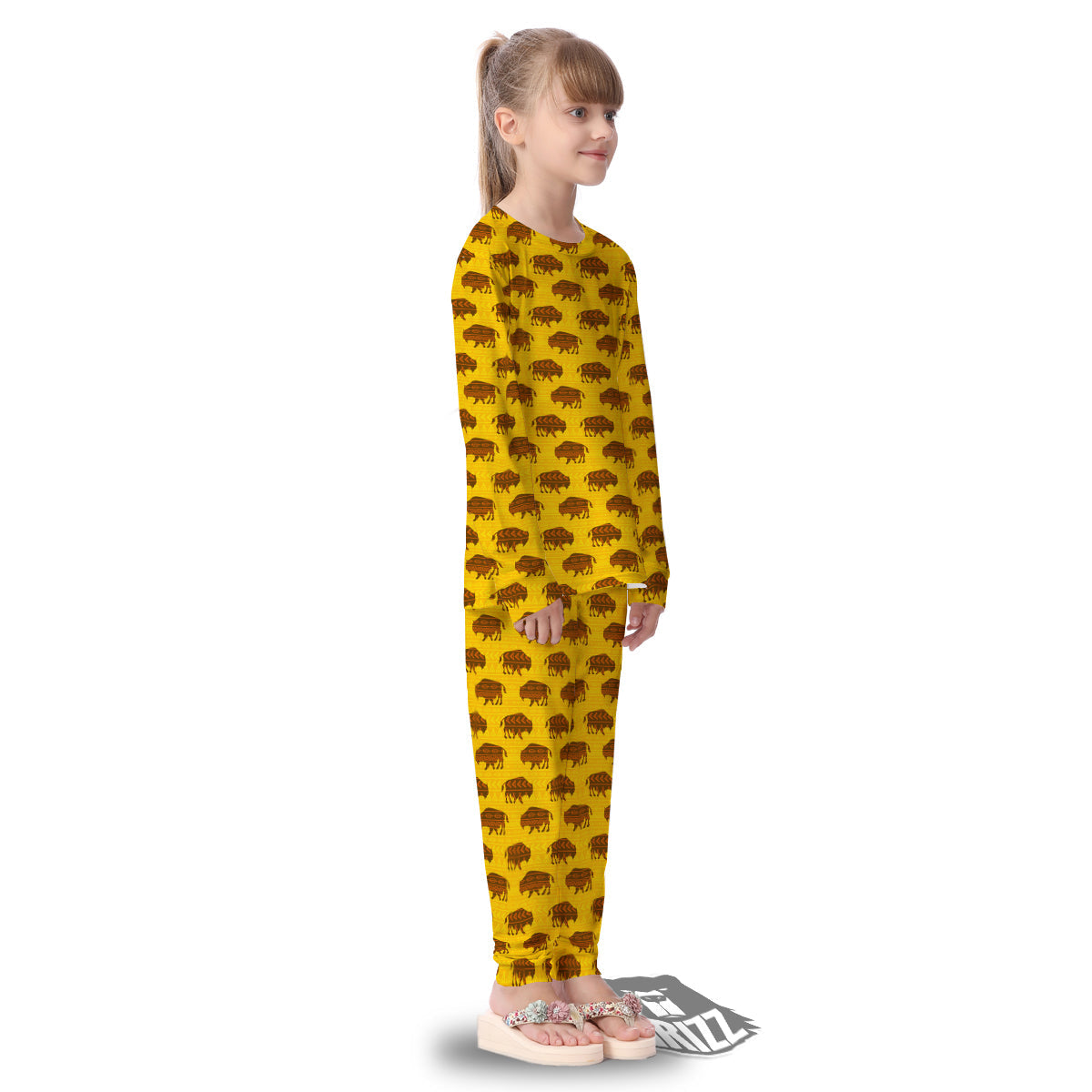 Bison Aztec Print Pattern Kid's Pajamas-grizzshop