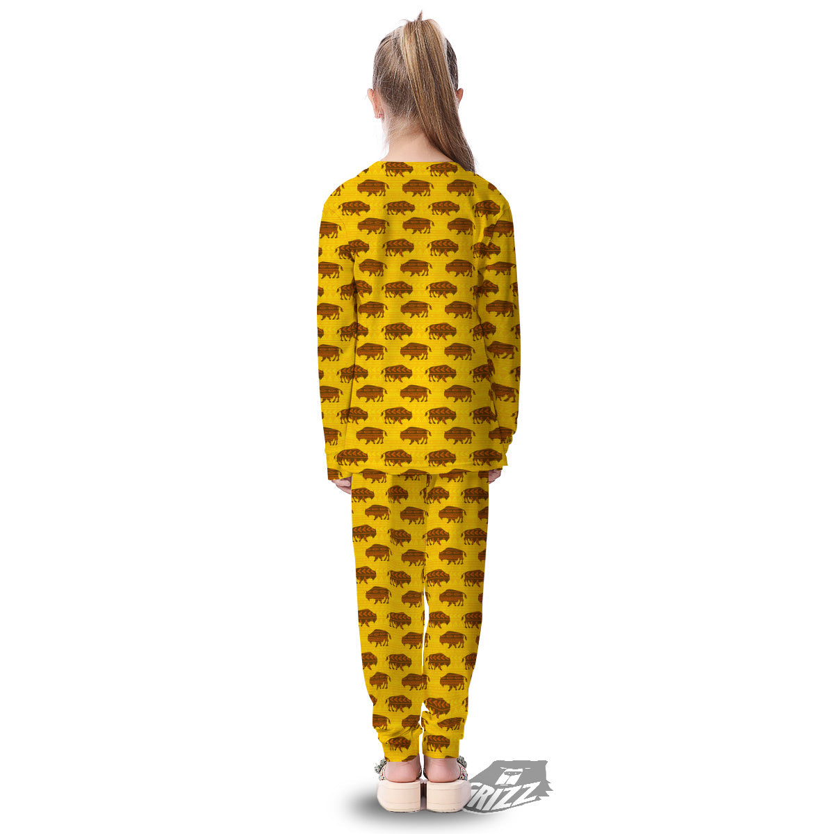 Bison Aztec Print Pattern Kid's Pajamas-grizzshop