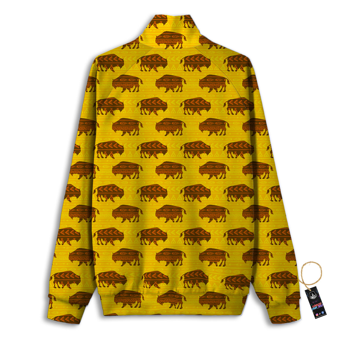 Bison Aztec Print Pattern Track Jacket-grizzshop