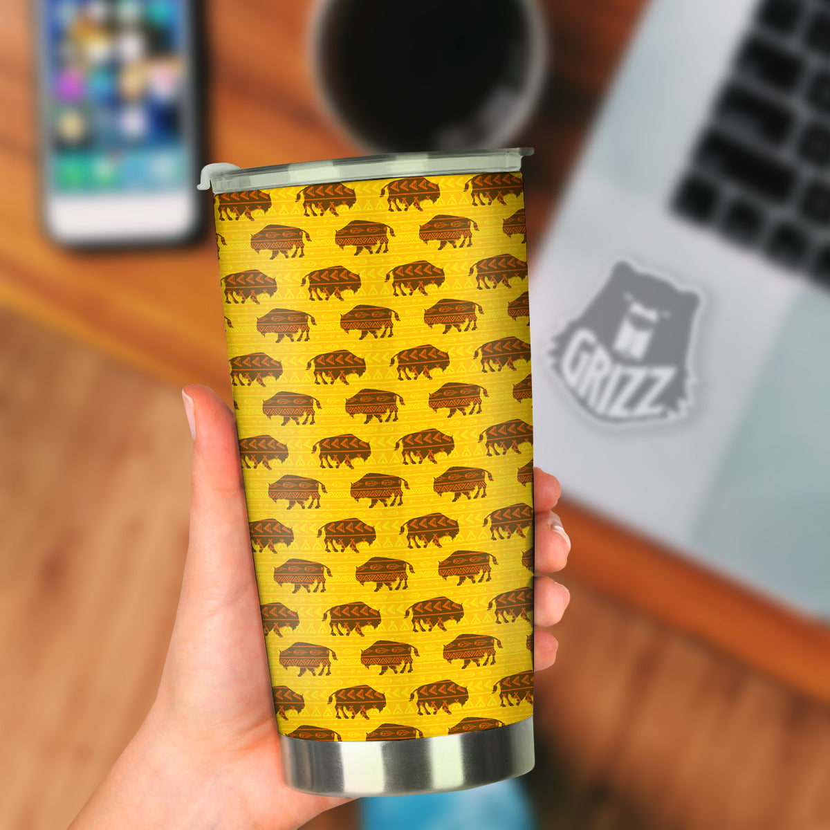 Bison Aztec Print Pattern Tumbler-grizzshop
