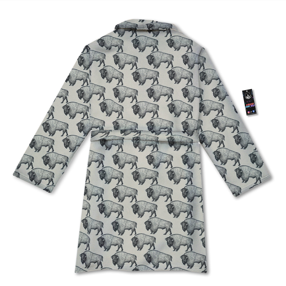 Bison Beige Print Pattern Bathrobe-grizzshop