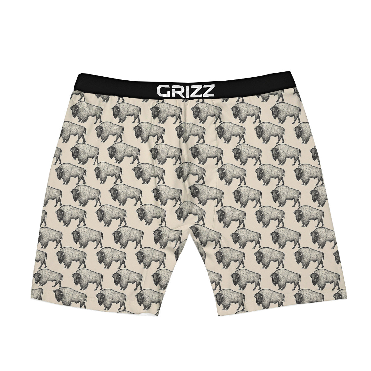 Bison Beige Print Pattern Boxer Briefs-grizzshop