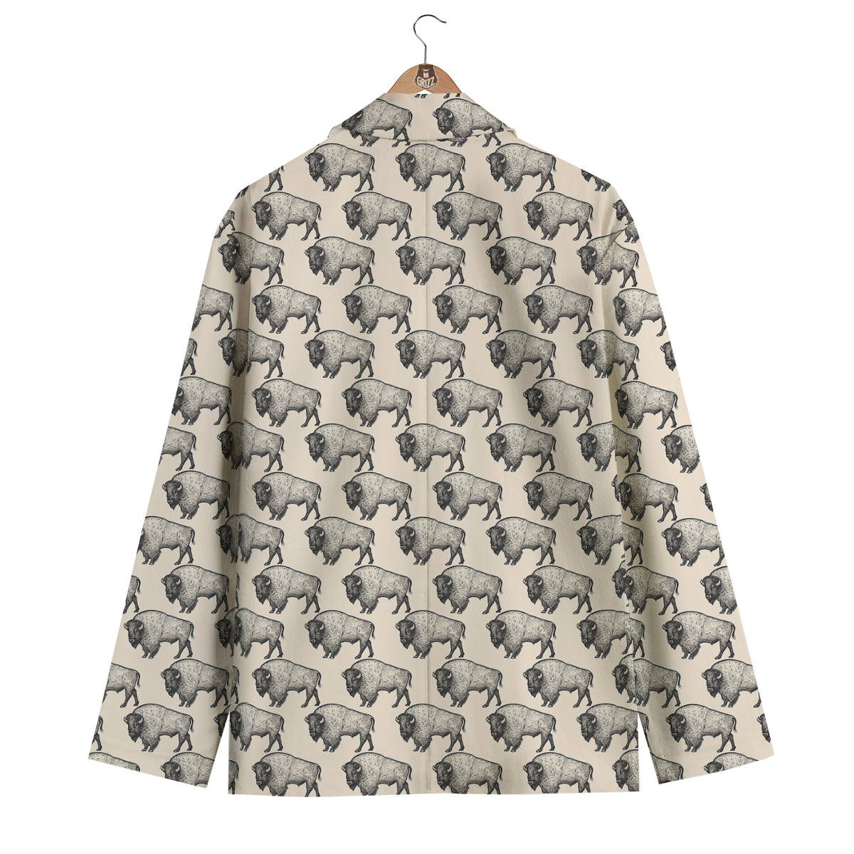 Bison Beige Print Pattern Men's Blazer-grizzshop