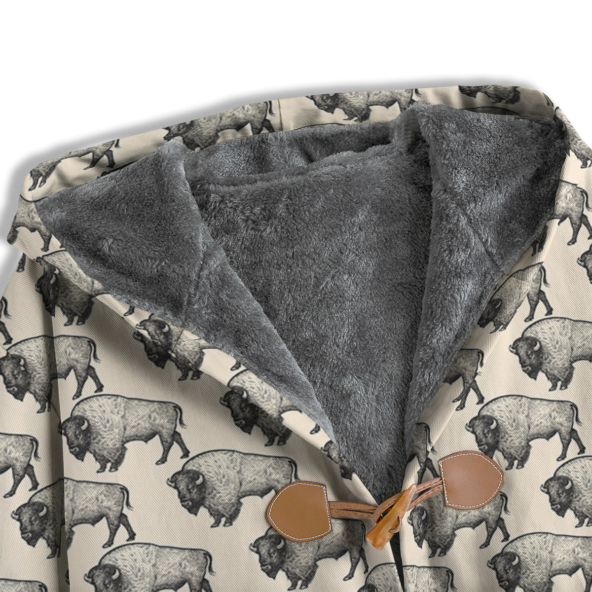 Bison Beige Print Pattern Men's Windbreaker Jacket-grizzshop
