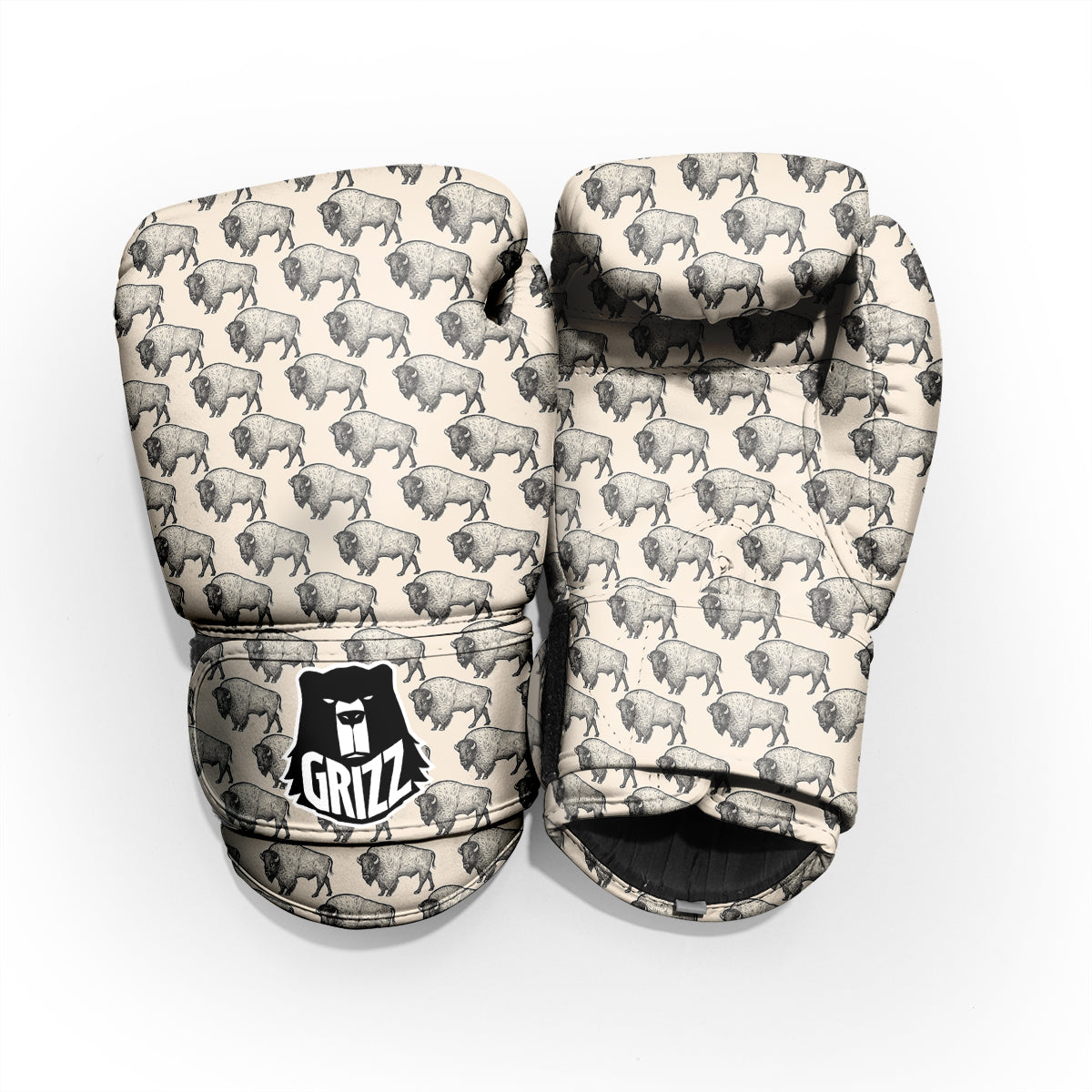 Bison Beige Print Pattern Sparring Gloves-grizzshop