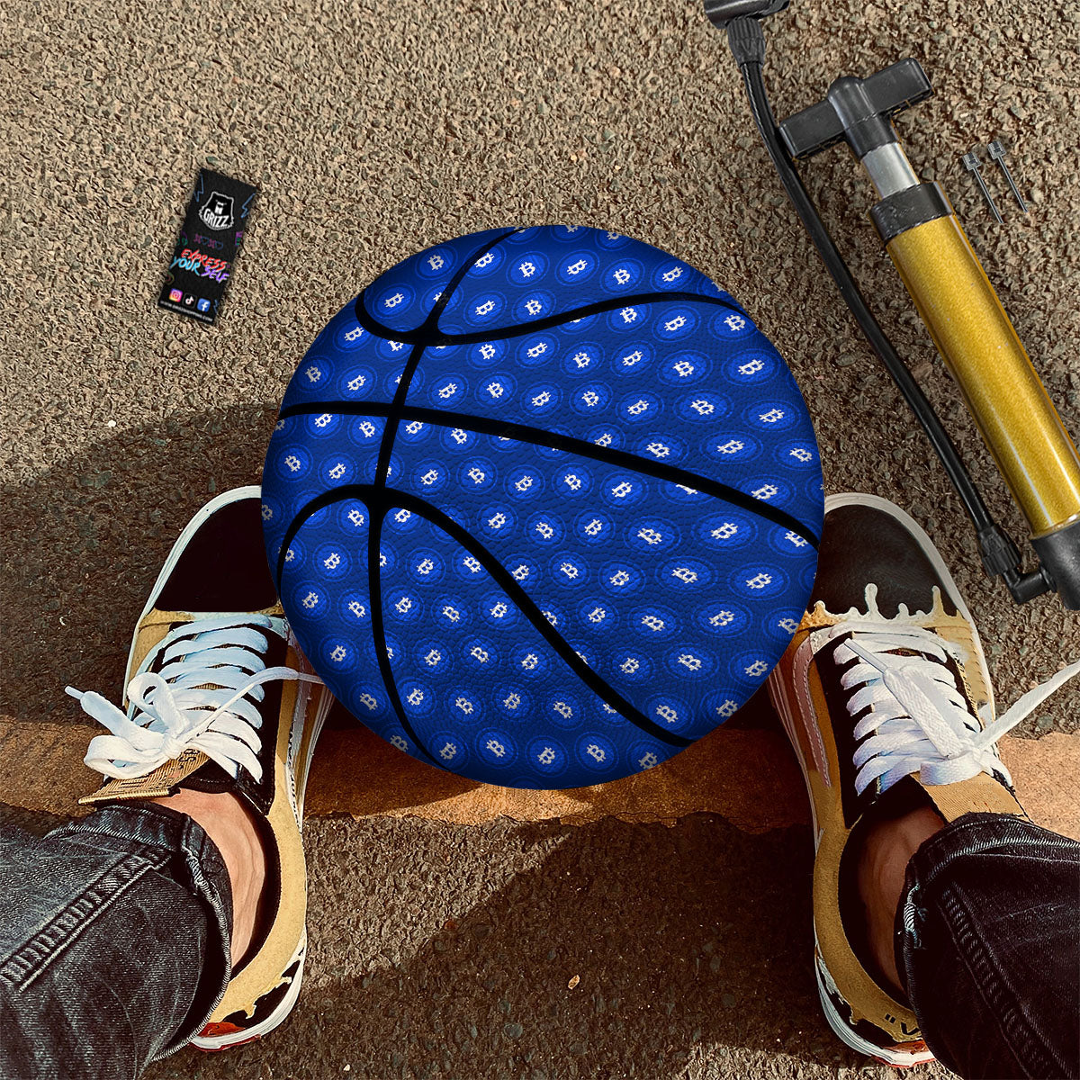 Bitcoin Blue Print Pattern Basketball-grizzshop