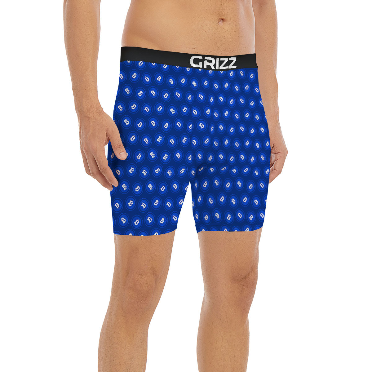 Bitcoin Blue Print Pattern Boxer Briefs-grizzshop