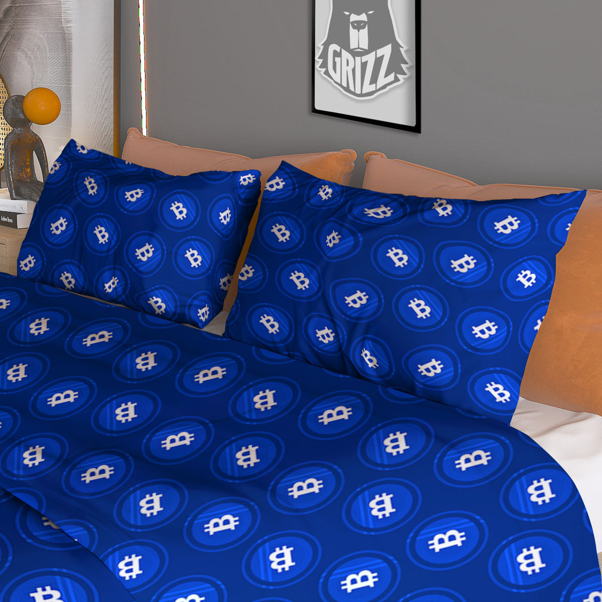 Bitcoin Water And Fire Print Duvet Cover Bedding Set