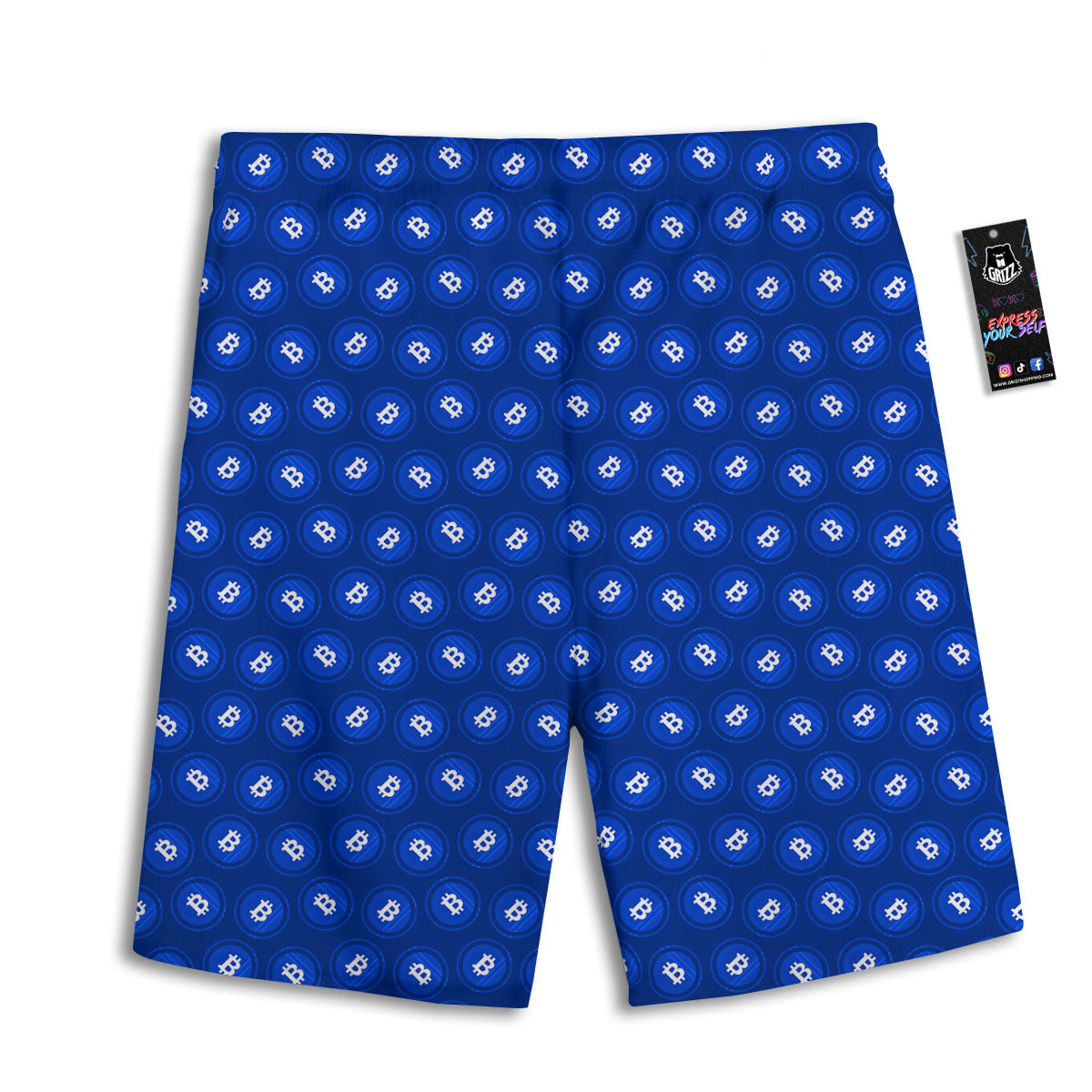 Bitcoin Blue Print Pattern Men's Athletic Shorts