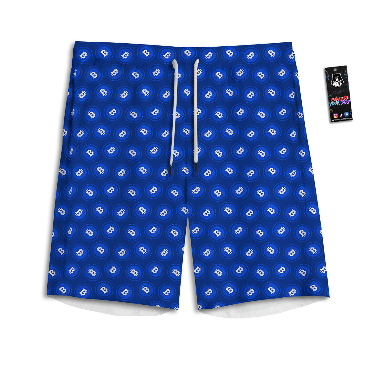 Bitcoin Blue Print Pattern Men's Athletic Shorts