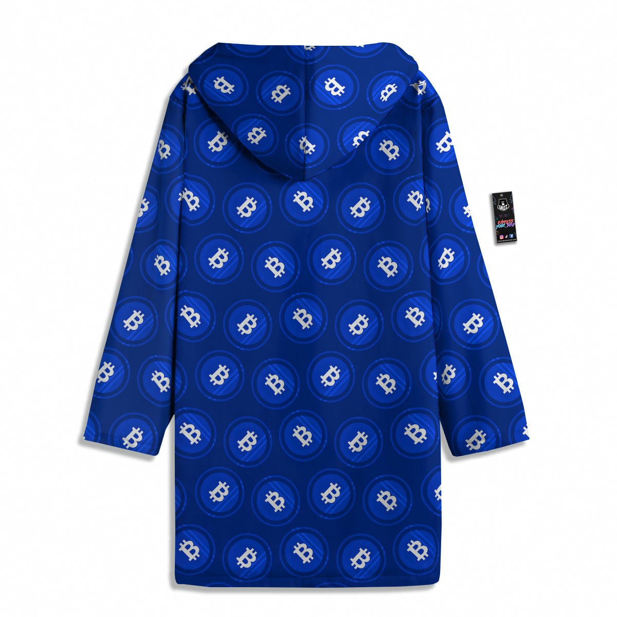 Bitcoin Blue Print Pattern Men's Windbreaker Jacket-grizzshop