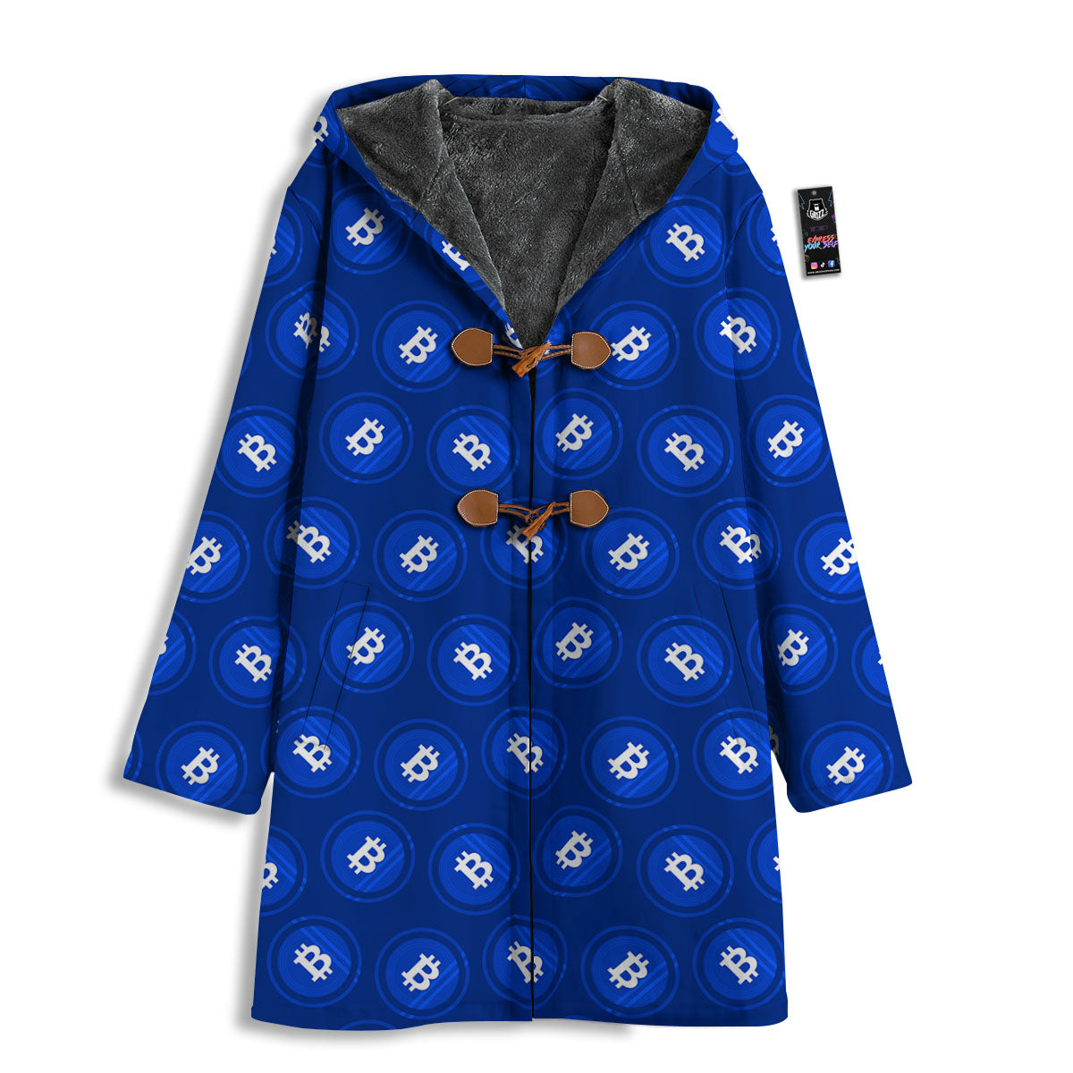 Bitcoin Blue Print Pattern Men's Windbreaker Jacket-grizzshop
