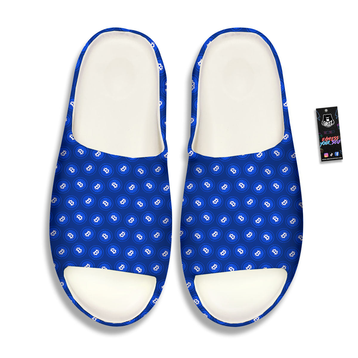 Bitcoin Blue Print Pattern Sandals-grizzshop
