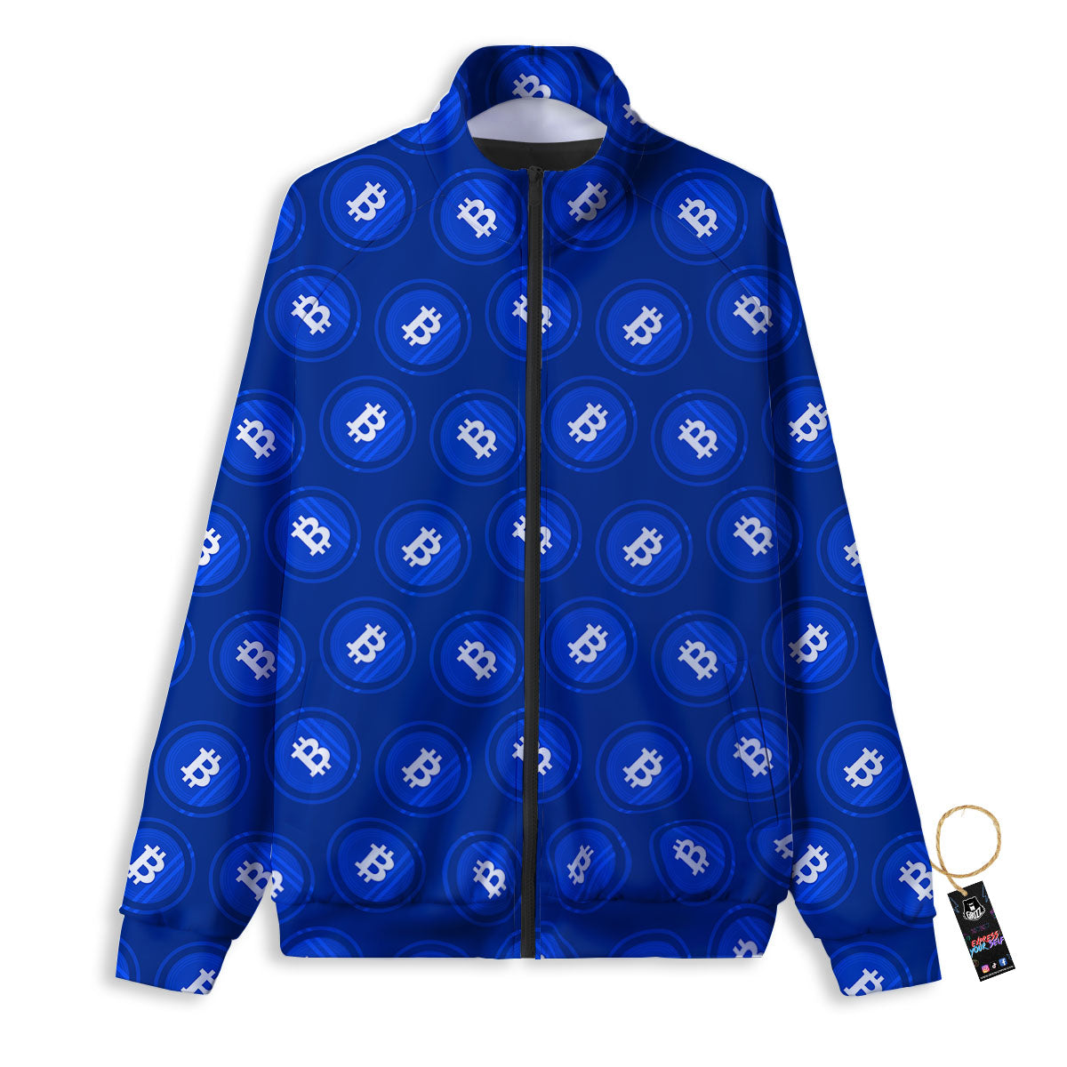 Bitcoin Blue Print Pattern Track Jacket-grizzshop