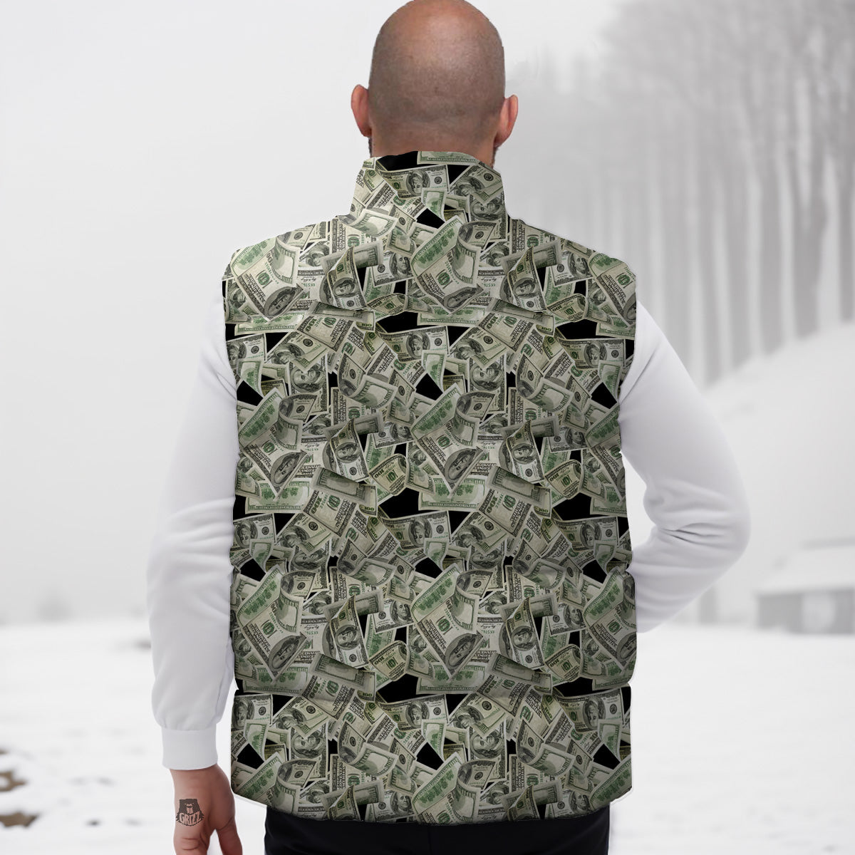 Bitcoin Cryptocurrency Pattern Print Down Vest