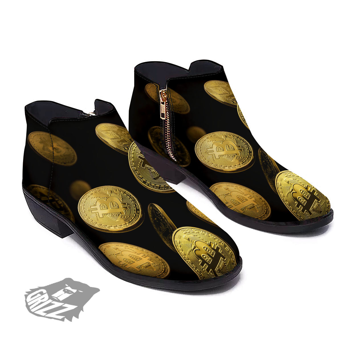 Bitcoin Falling Print Ankle Boots-grizzshop