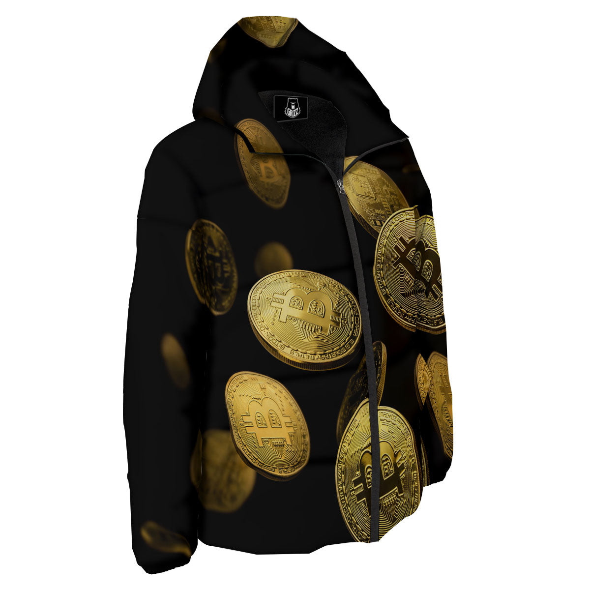 Bitcoin Falling Print Down Jacket-grizzshop